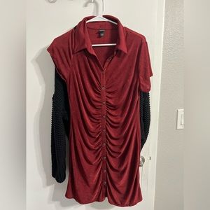 Short sleeve dress. Wine color. Large